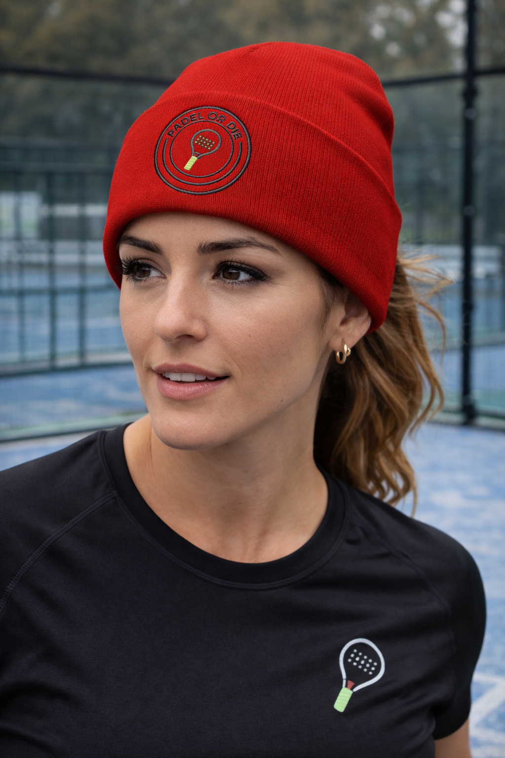 Embroidered Beanie Red